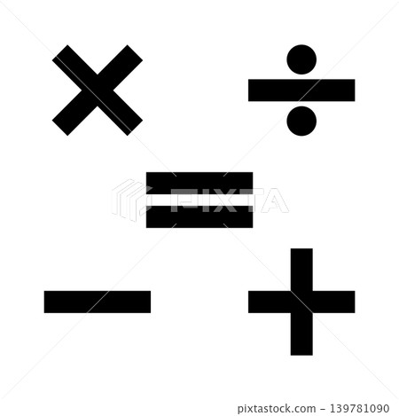 Mathematics symbol signs collection. Plus, division, multiplication, minus, equal vector. Mathematics symbol signs collection. Plus, division, multiplication, minus, equal vector. 139781090