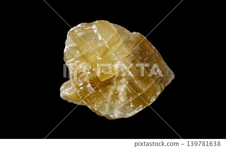 Natural Yellow Calcite Crystal Mineral Specimen Isolated on Black Natural Yellow Calcite Crystal Mineral Specimen Isolated on Black 139781638