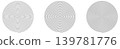 Simple thin line spirals forming circle, different density versions 139781776