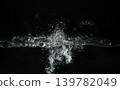 Water splashing as it's poured into aquarium tank, black background 139782049