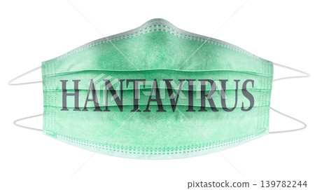 Medical mask with Hantavirus text. 3D rendering 139782244