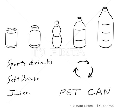 Illustrations of canned and bottled beverages | Line art 139782290