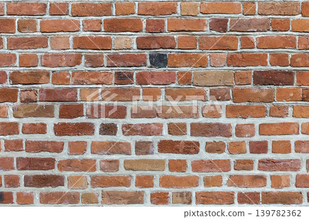 Natural old vintage weathered red brown solid brick wall. Abstract copy space background. Natural old vintage weathered red brown solid brick wall. Abstract copy space background. 139782362