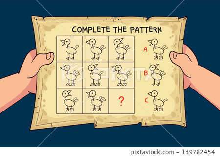 Kids find the missing figure in a grid, building logic, attention, and pattern recognition skills 139782454