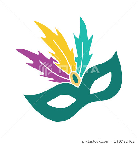 Carnival mask with colorful feathers celebrating festivity Carnival mask with colorful feathers celebrating festivity 139782462