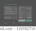 Dark Mode Order Confirmation Interface for Tablet or Laptop 139782716