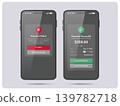 Mobile payment success and failure screens on smartphone vector illustration 139782718