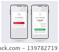 Mobile payment success and failure screens on smartphone vector illustration 139782719