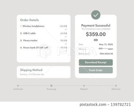Light Mode Payment Successful Interface for Tablet or Laptop 139782721