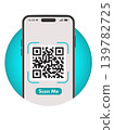 Qr Code SCAN ME template with a smartphone for application screenshot presentation. 139782725