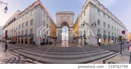 Rua Augusta Arch and historic buildings in Lisbon Portugal panorama Rua Augusta Arch and historic buildings in Lisbon Portugal panorama 139782799