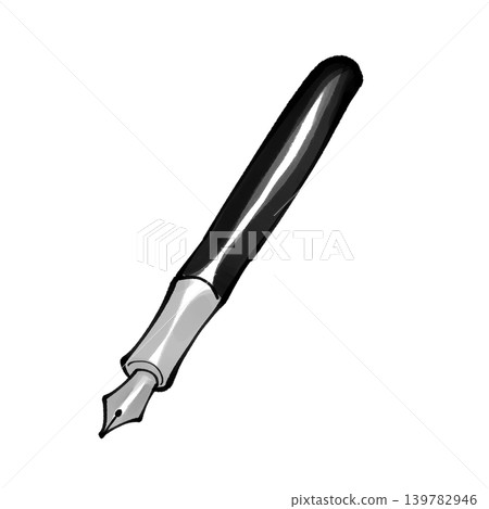 A simple monochrome illustration of a fountain pen. 139782946