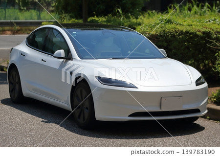 White American-made electric car White American-made electric car 139783190