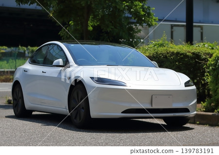 White American-made electric car White American-made electric car 139783191