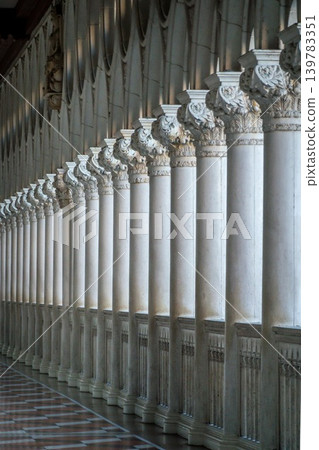 Endless Venetian Columns Fading Softly Through Quiet Rhythmic Architectural Perspective 139783351