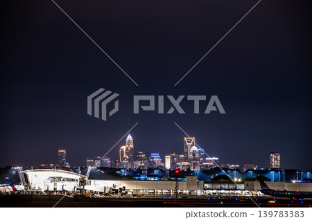 Skyline of charlotte view over charlotte douglas airport Skyline of charlotte view over charlotte douglas airport 139783383