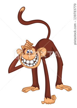 Cartoon funny brown monkey chimpanzee walking . Vector illustration isolated on white Cartoon funny brown monkey chimpanzee walking . Vector illustration isolated on white 139783770