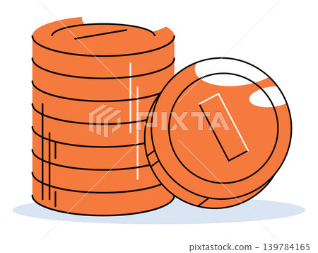 Stack of orange coins vector illustration. Financial growth, banking services, savings account, investment strategy, wealth management, global economy. Pile of copper currency tokens Stack of orange coins vector illustration. Financial growth, banking services, savings account, investment strategy, wealth management, global economy. Pile of copper currency tokens 139784165