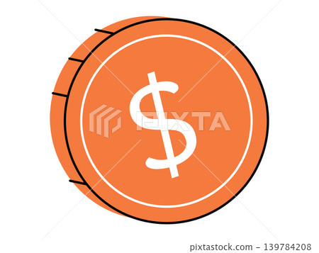 Orange dollar coin vector illustration. Financial savings, banking services, investment growth, digital payment, economy management, wealth accumulation. Golden cash token with money sign Orange dollar coin vector illustration. Financial savings, banking services, investment growth, digital payment, economy management, wealth accumulation. Golden cash token with money sign 139784208