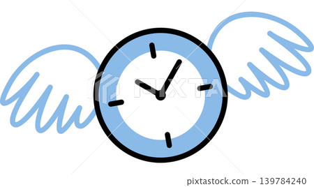 Blue analog clock with wings flying through the air vector illustration. Time management, deadline pressure, fast speed, productivity, freedom, scheduling. Flying timepiece with feathers Blue analog clock with wings flying through the air vector illustration. Time management, deadline pressure, fast speed, productivity, freedom, scheduling. Flying timepiece with feathers 139784240