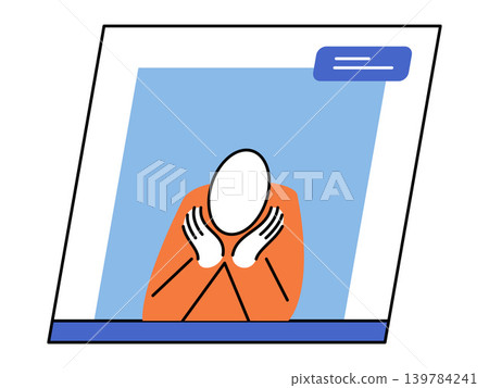 A person holding their face in hands on a computer screen vector illustration. Mental health, burnout, remote work, stress, online therapy, digital fatigue. Individual clutching head on monitor A person holding their face in hands on a computer screen vector illustration. Mental health, burnout, remote work, stress, online therapy, digital fatigue. Individual clutching head on monitor 139784241