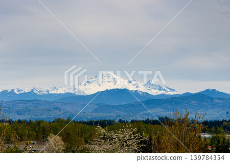Snow covered peak of Mount Baker as seen from Abbotsford, Canada Snow covered peak of Mount Baker as seen from Abbotsford, Canada 139784354