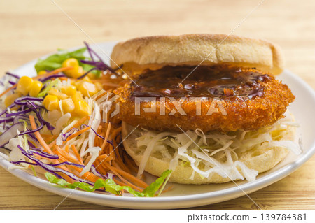English muffin croquette sandwich English muffin croquette sandwich 139784381