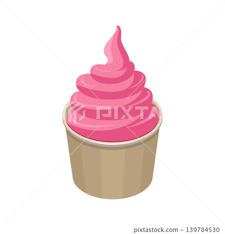 An illustration of a dark pink berry soft serve ice cream in a cup. An illustration of a dark pink berry soft serve ice cream in a cup. 139784530