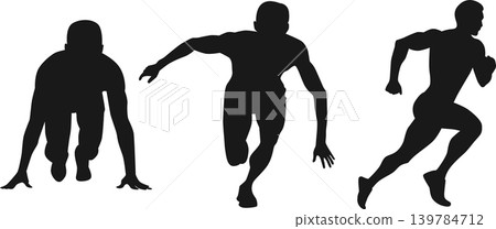 man start running silhouette man start running silhouette 139784712