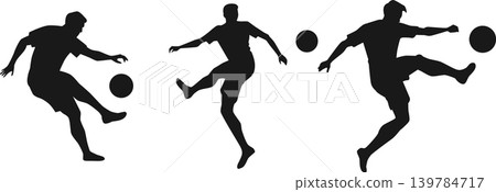 shooting long range soccer silhouette set illustration shooting long range soccer silhouette set illustration 139784717