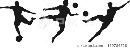 player will shooting in football silhouette set player will shooting in football silhouette set 139784718