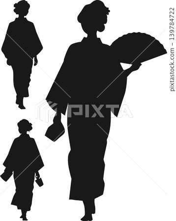 woman wearing yukata silhouette 139784722