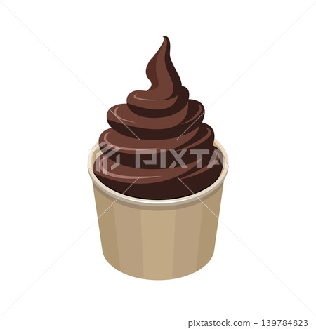 Illustration of chocolate soft serve ice cream in a cup Illustration of chocolate soft serve ice cream in a cup 139784823