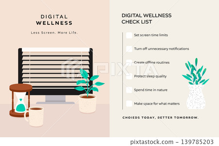 Digital Wellness Checklist Screen Time Reduction Healthy Digital Habits Digital Wellness Checklist Screen Time Reduction Healthy Digital Habits 139785203