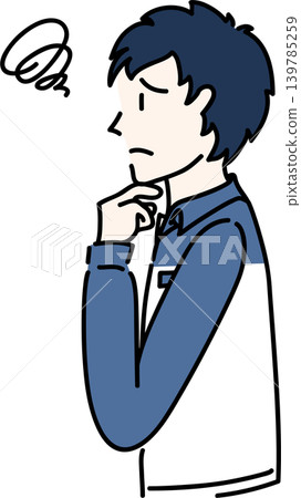 A side view illustration of a working man in work clothes. A side view illustration of a working man in work clothes. 139785259