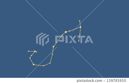 以深藍色背景為襯託的天蠍座星座線（金色）。 139785910