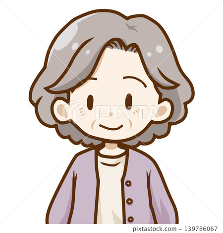 An illustration of a senior woman/grandmother with a gentle smile. 139786067