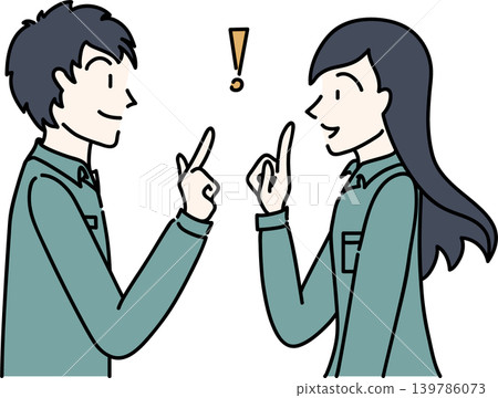 Side view illustration of a working man and woman in work clothes Side view illustration of a working man and woman in work clothes 139786073