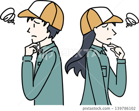 身著工作服的男女工人的側視圖 139786102