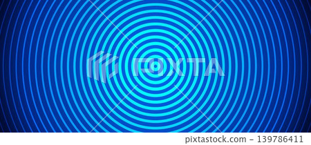 Blue concentric circle background. Neon expanding waves with epicenter. Radial sound signal or vibration backdrop. Target, radar or sonar effect concept . Vector ripple cold gradient wallpaper Blue concentric circle background. Neon expanding waves with epicenter. Radial sound signal or vibration backdrop. Target, radar or sonar effect concept . Vector ripple cold gradient wallpaper 139786411