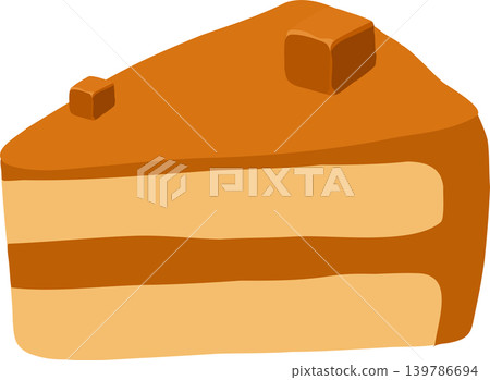 a caramel cake slice for bakery menu design 139786694