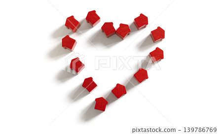 A heart of little small red houses. A heart of little small red houses. 139786769