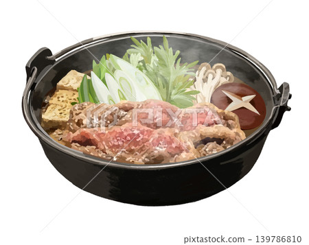 Sukiyaki pot (with steam) Sukiyaki pot (with steam) 139786810