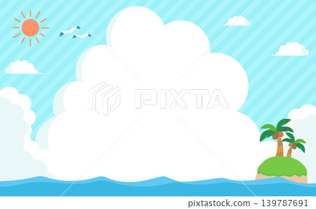夏季的海洋、南方的島嶼和積雨雲構成畫面（水平） 139787691