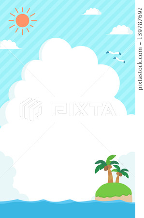 Summer sea, southern island, and cumulonimbus cloud frame (vertical) 139787692