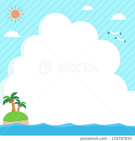 Summer sea, southern island, and cumulonimbus cloud frame_square 139787693