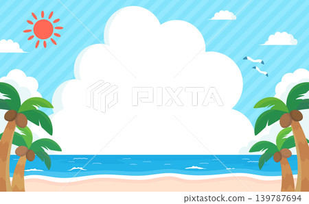 Summer sea and beach scenery with cumulonimbus clouds frame (horizontal) Summer sea and beach scenery with cumulonimbus clouds frame (horizontal) 139787694