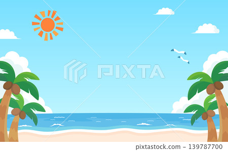 夏季海景與沙灘風景_橫向 夏季海景與沙灘風景_橫向 139787700