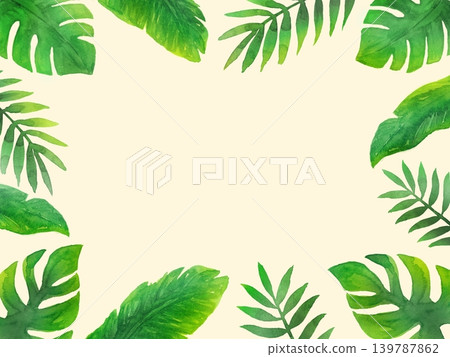 水彩熱帶植物畫框 139787862