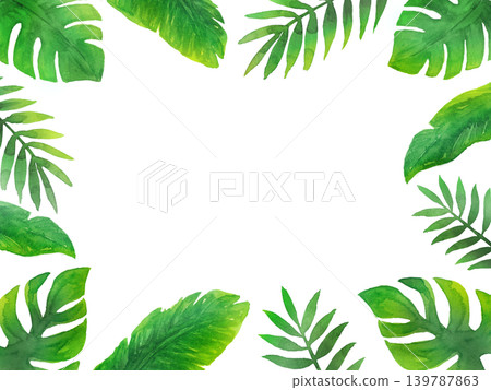 水彩熱帶植物畫框 水彩熱帶植物畫框 139787863